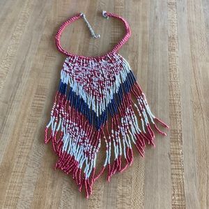 Beaded Bounty Design Handmade Authentic Elegant Patriotic Necklace 15-18” NWOT